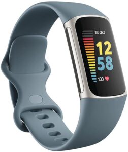 a fitbit charge 5 in blue