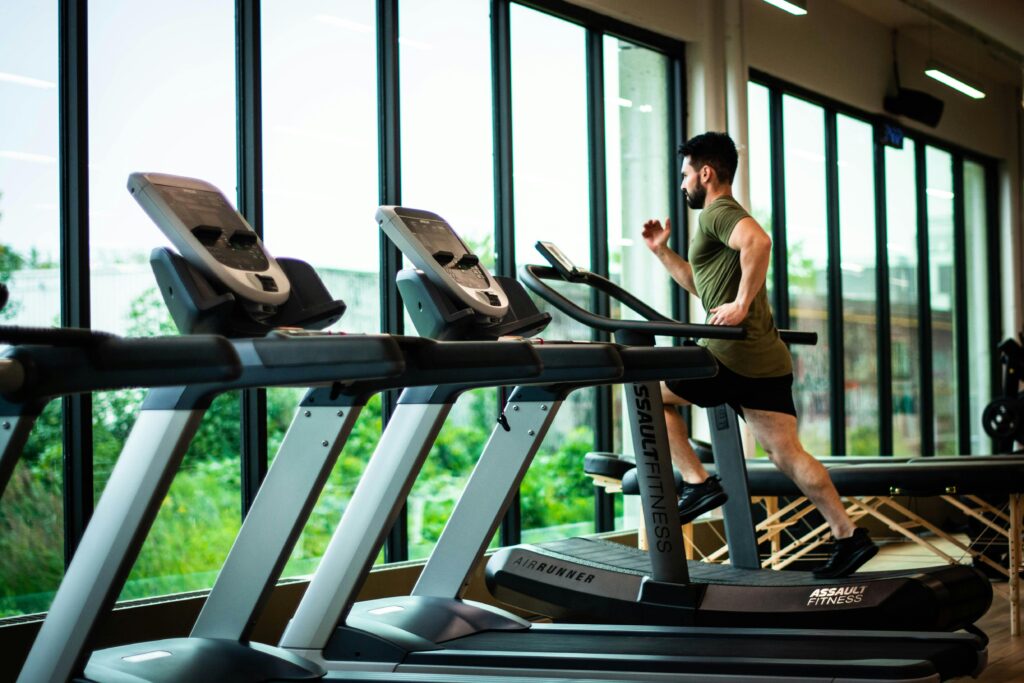 a fitness place with a runner