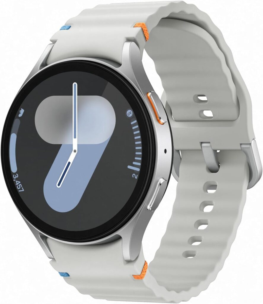 a Samsung watch with silver color