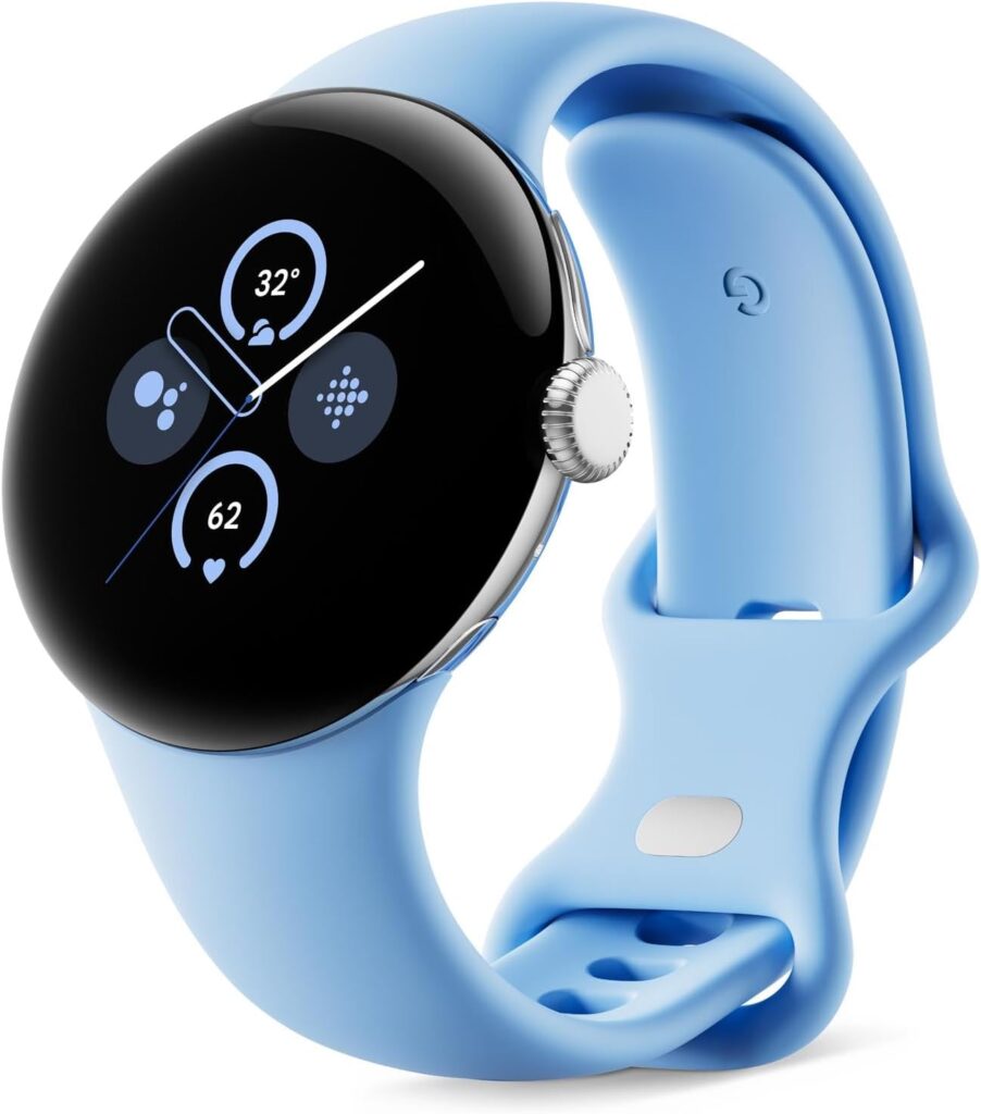 a close up of a blue watch