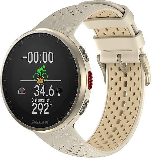 a cream color smartwatch Polar Pacer Pro