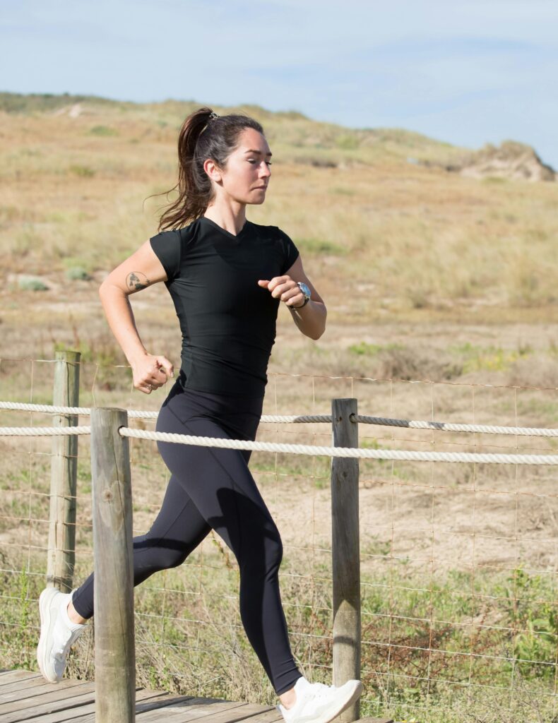 a person running in the farm