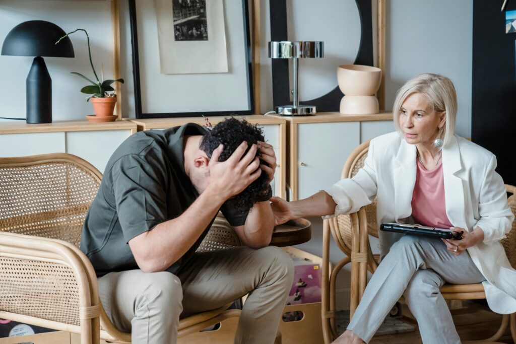a stress person with a doctor